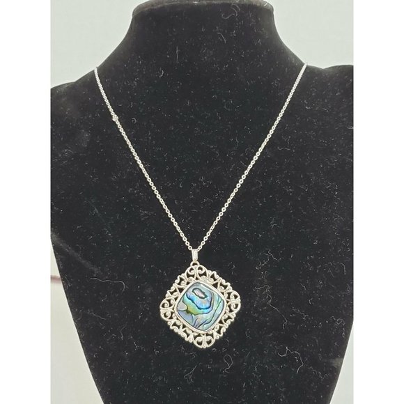 Jewelry - Filigree Abalone Swirl Pendant on Nickel Silver Chain